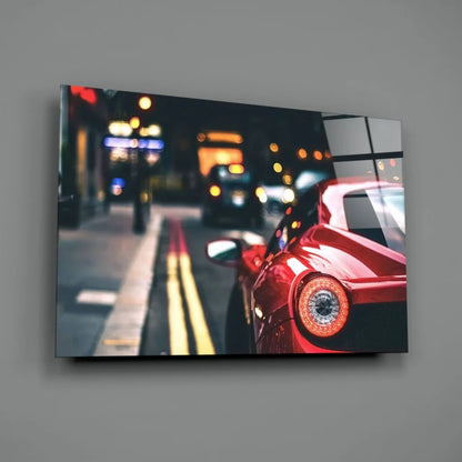 Ferrari Red Taillight Glass Wall Art Canvas Print | Glass Wall Art Print | vintageantiquesgifts.com
