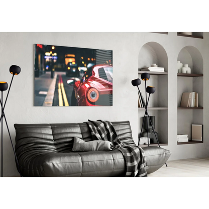 Ferrari Red Taillight Glass Wall Art Canvas Print | Contemporary Home Wall Art | vintageantiquesgifts.com