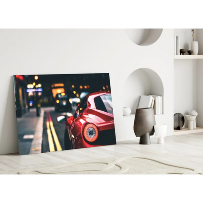 Ferrari Red Taillight Glass Wall Art Canvas Print | Modern Wall Art Decor | vintageantiquesgifts.com