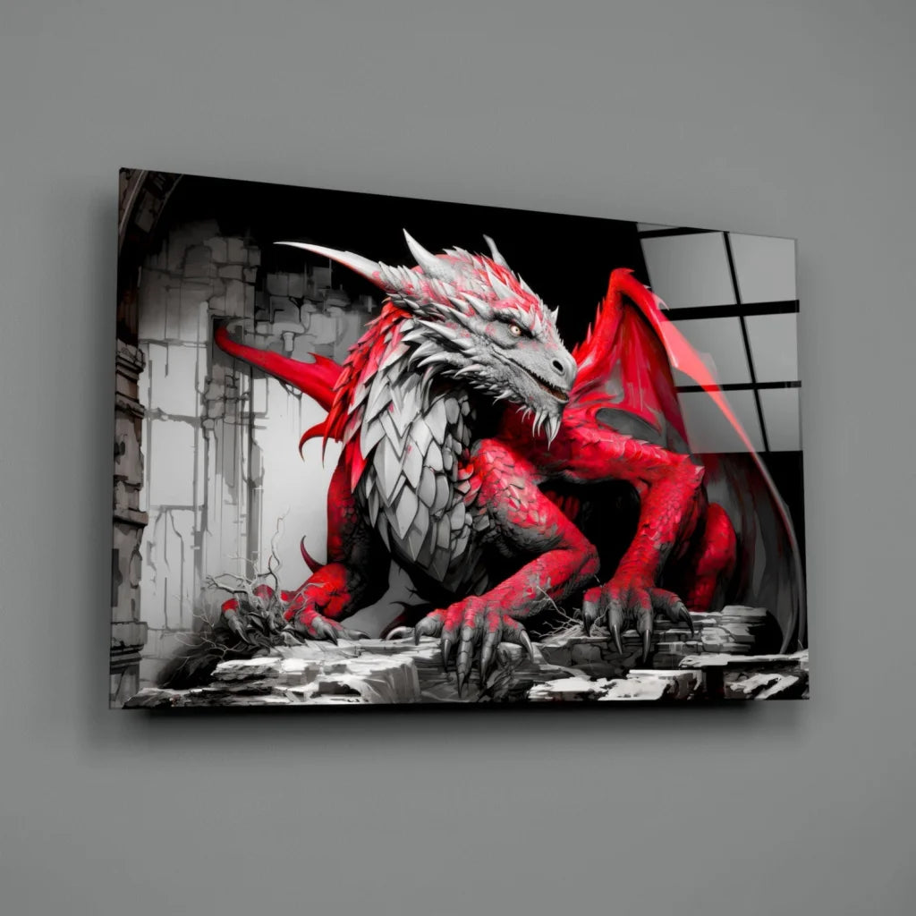 Fierce red dragon canvas wall art for modern spaces