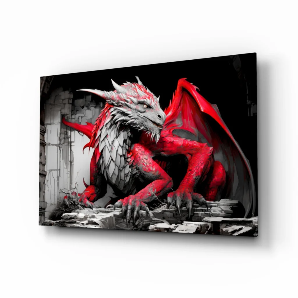 Fierce red dragon canvas wall art for modern spaces