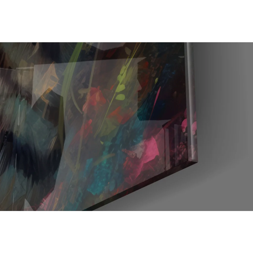 Fierce Tiger glass wall art with bold orange stripes and Samsung QLED TV