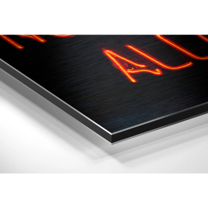 Fiery neon glow black orange flame canvas art on brushed aluminium dibond
