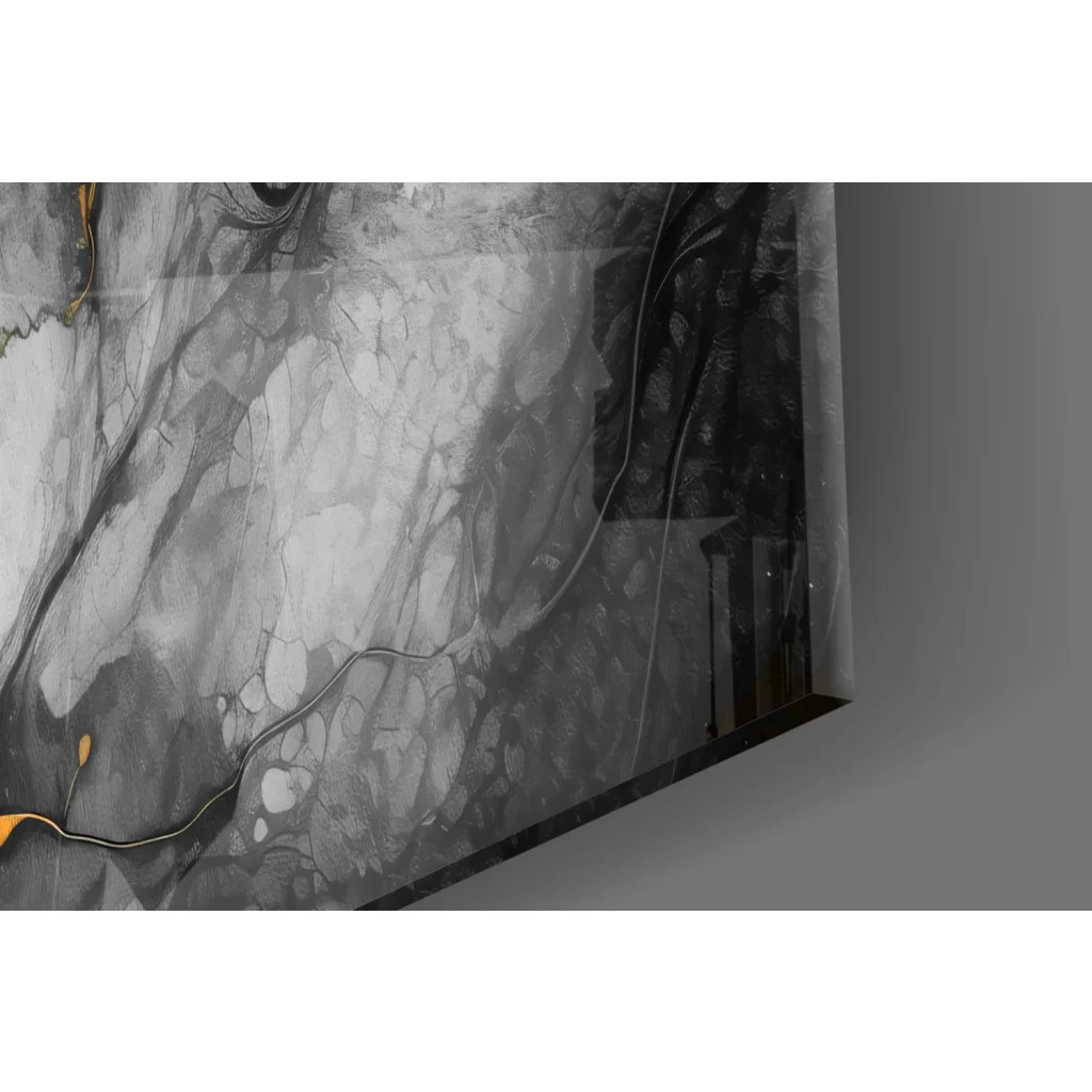 Abstract black and white marble wall art with gold accents and bold splashes