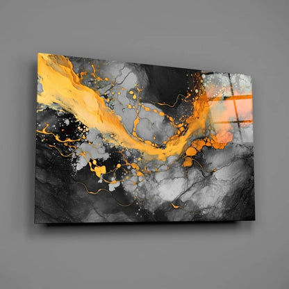 Fiery orange abstract canvas wall art with bold textured splashes