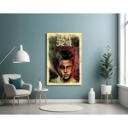 Framed Fight Club Brad Pitt glass wall art poster with iconic quote