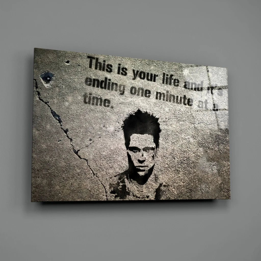 Brad Pitt spiky hair stencil on gray canvas wall art print