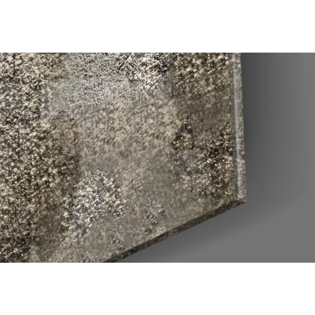Silver-toned textured glass wall art with antiqued finish