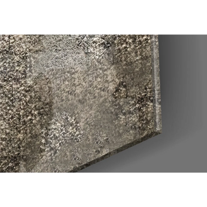 Silver-toned textured glass wall art with antiqued finish