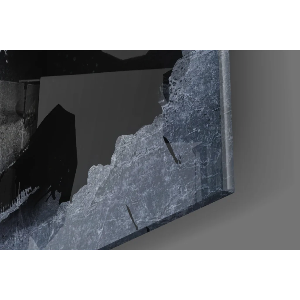 Shattered gray glass wall art print with jagged edges for Fight Club Pink Graffiti