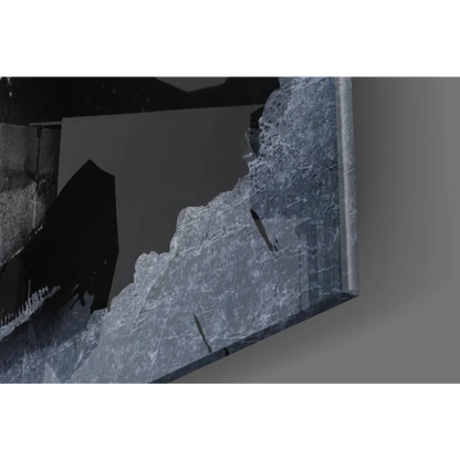 Shattered gray glass wall art print with jagged edges for Fight Club Pink Graffiti