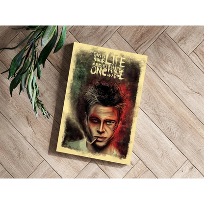 Stylized Fight Club Brad Pitt portrait on insigne aluminum print