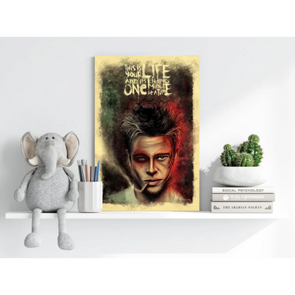 Stylized Brad Pitt Fight Club poster on Insigne aluminum print