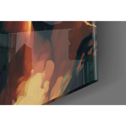 Fiery Brad Pitt in sunglasses glass wall art portrait