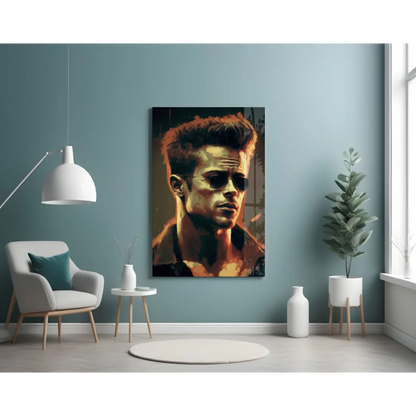 Stylized Brad Pitt sunglasses glass wall art portrait canvas