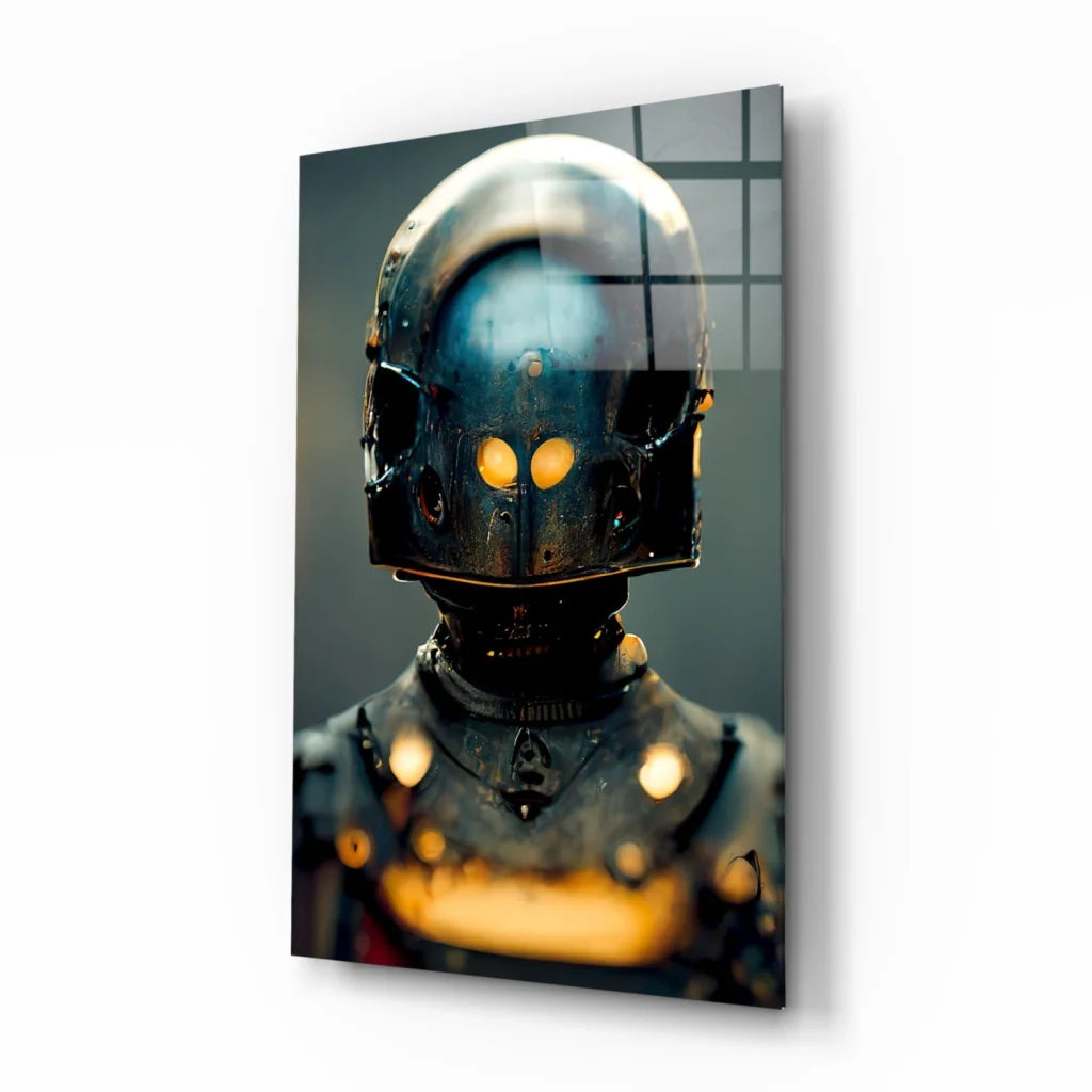 Glowing Futuristic Armor Helmet Glass Wall Art | Insigneart USA | vintageantiquesgifts.com