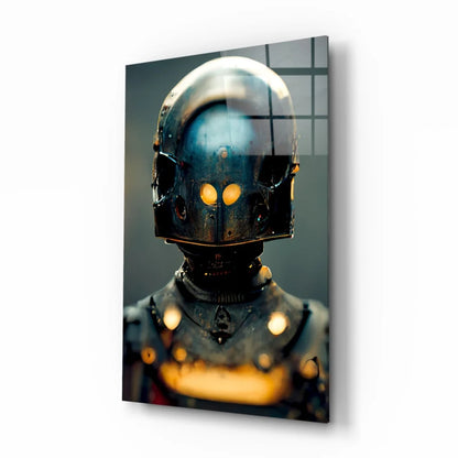 Glowing Futuristic Armor Helmet Glass Wall Art | Insigneart USA | vintageantiquesgifts.com