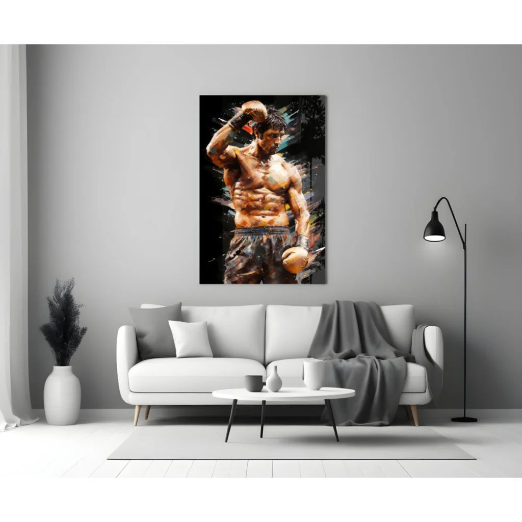 Explosive Boxer Canvas Wall Art with Bold Watercolor Splashes | Modern Wall Art Decor | vintageantiquesgifts.com