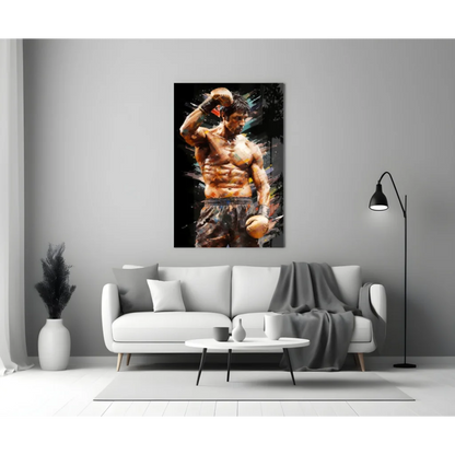 Explosive Boxer Canvas Wall Art with Bold Watercolor Splashes | Modern Wall Art Decor | vintageantiquesgifts.com