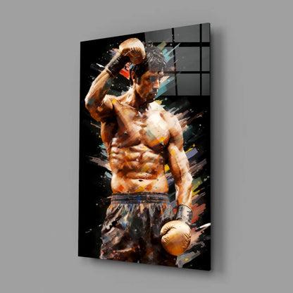 Explosive Boxer Canvas Wall Art with Bold Watercolor Splashes | Glass Wall Art Print | vintageantiquesgifts.com