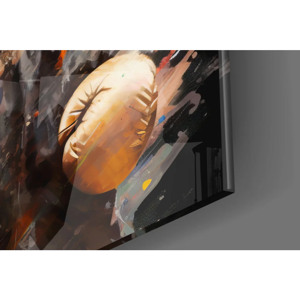 Golden-brown coffee bean canvas wall art with explosive watercolor splashes