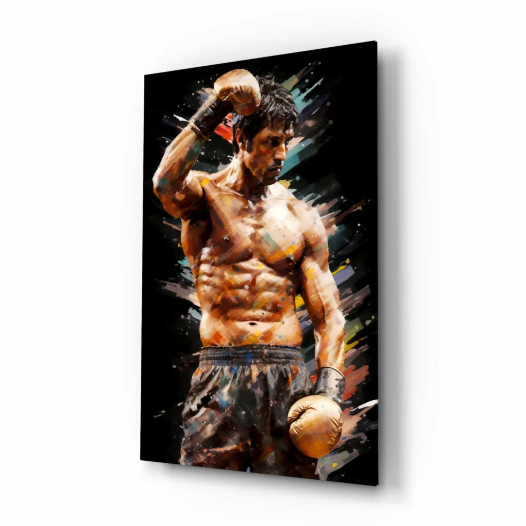 Explosive Boxer Canvas Wall Art with Bold Watercolor Splashes | Insigneart USA | vintageantiquesgifts.com