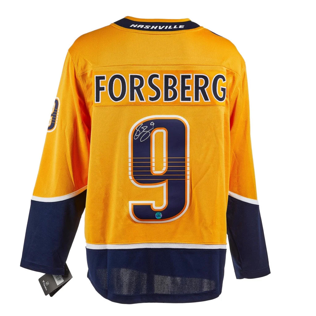 Filip Forsberg autographed Nashville Predators gold #9 jersey back view