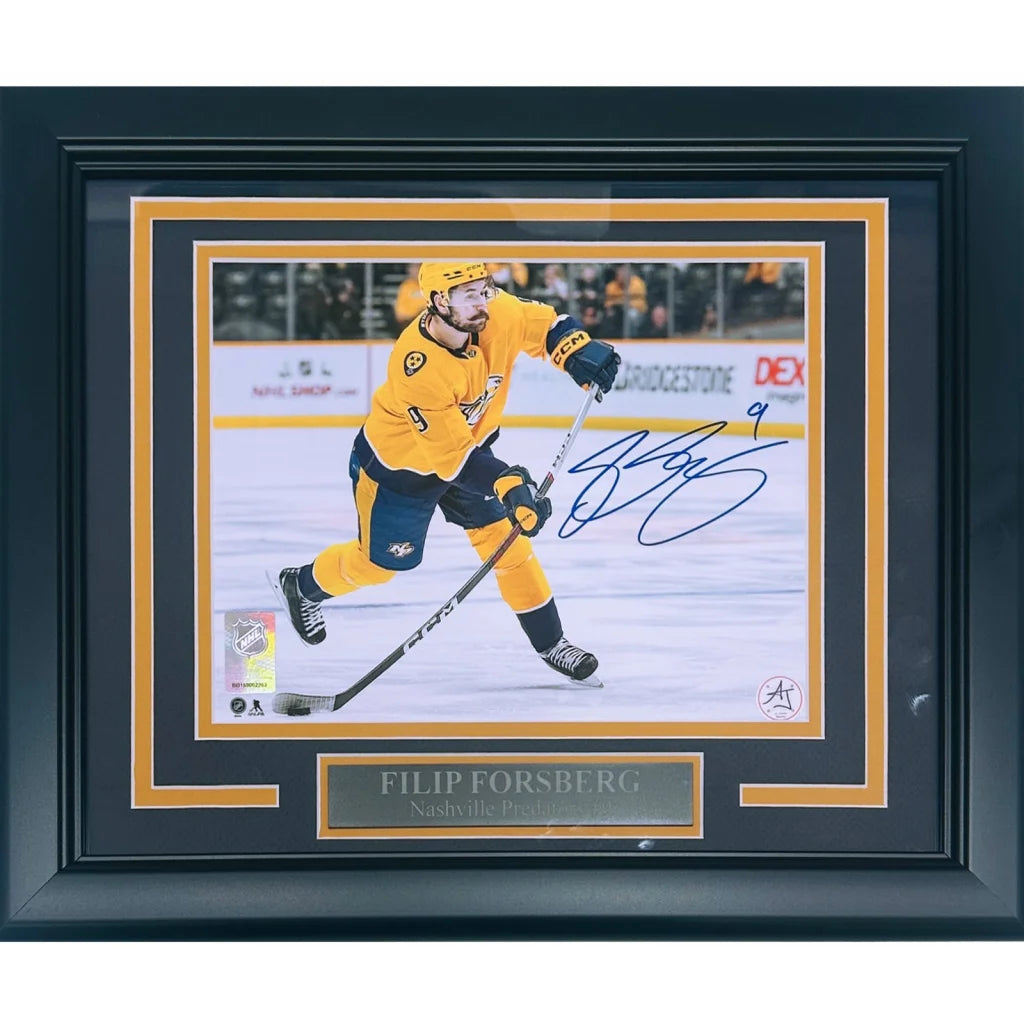 Filip Forsberg signed Nashville Predators deluxe framed 8x10 in 12x16 black frame with gold accents