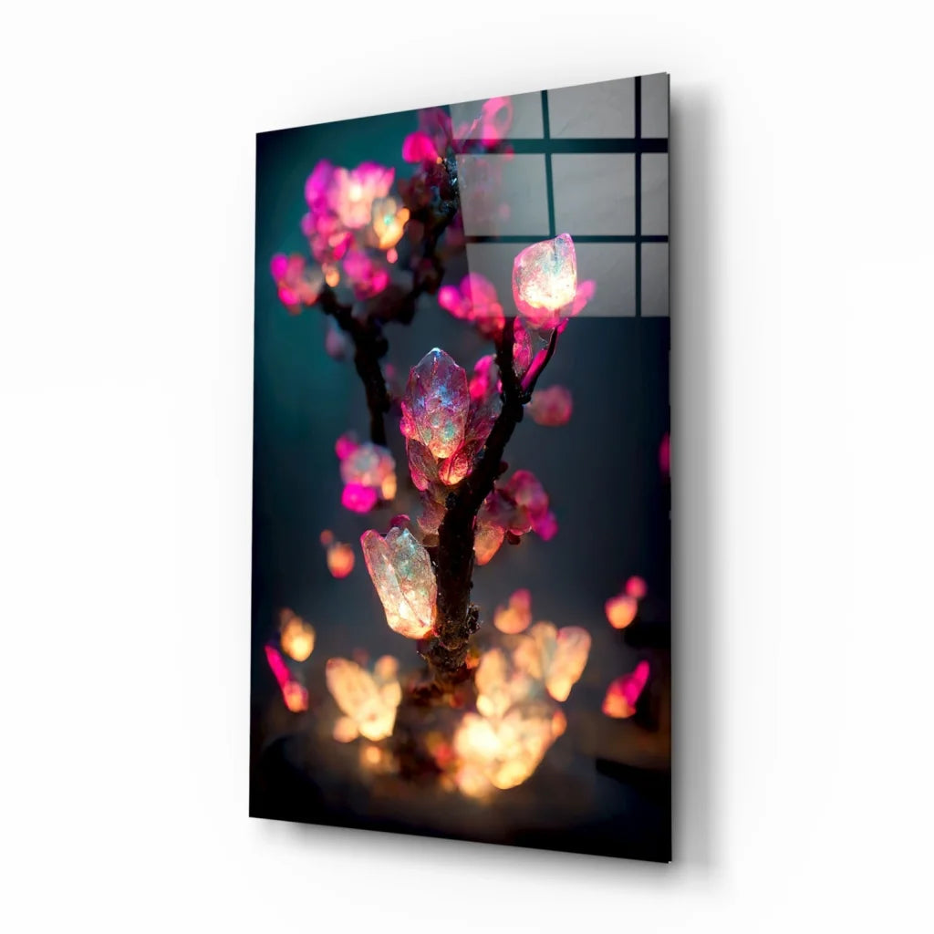 Glowing Crystal Blossom Tree Glass Wall Art Print | Insigneart USA | vintageantiquesgifts.com