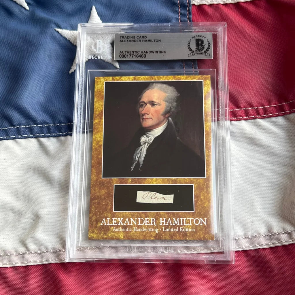 Beckett graded Alexander Hamilton words authentic handwriting card