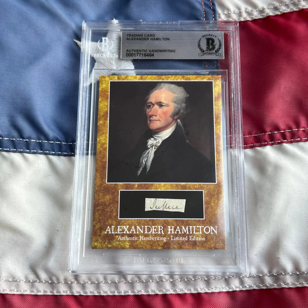 Beckett graded Alexander Hamilton words card with gold foil and authentic handwriting