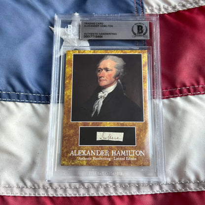 Beckett graded Alexander Hamilton words card with gold foil and authentic handwriting