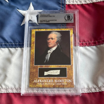 Beckett graded Alexander Hamilton words authentic handwriting card