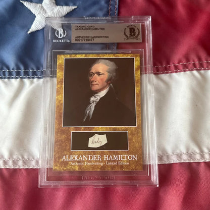 Graded Alexander Hamilton authentic handwriting trading card with Hamilton words and signature