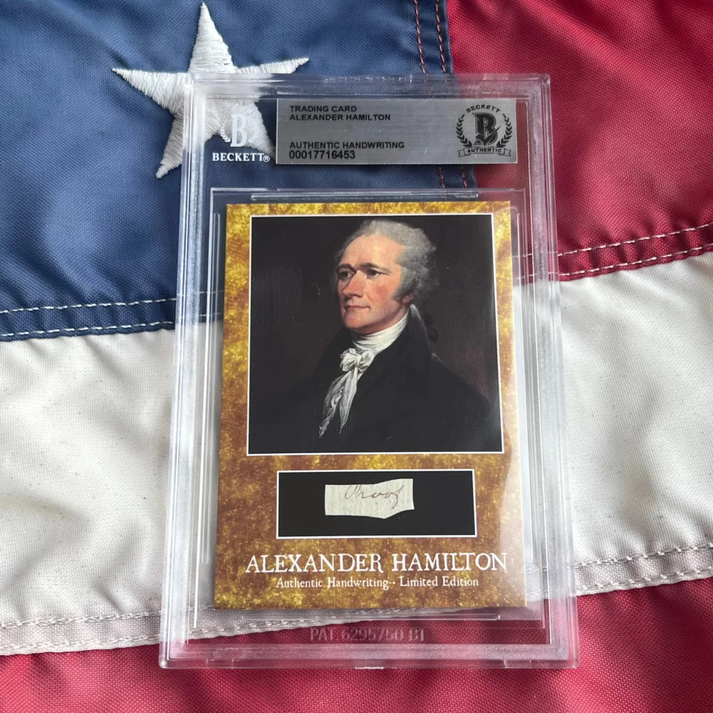 Beckett graded Alexander Hamilton words authentic card with handwriting
