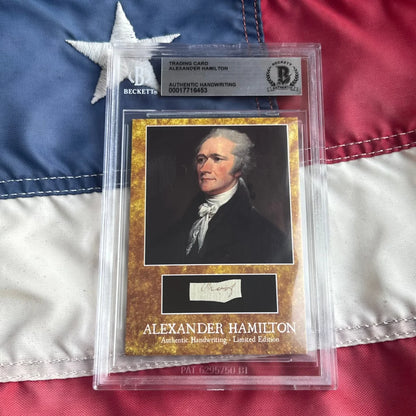 Beckett graded Alexander Hamilton words authentic card with handwriting