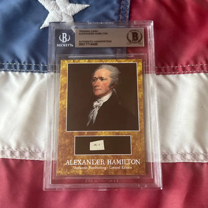 Graded Alexander Hamilton trading card with authentic Hamilton words and handwriting