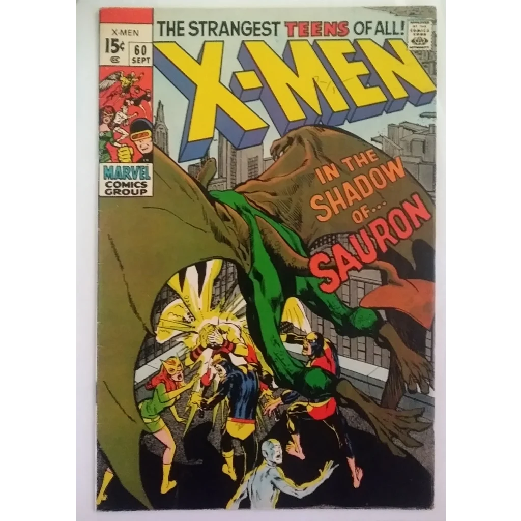 1970s Marvel Comics X-Men #60: Team battles giant green Sauron alien by Neal Adams