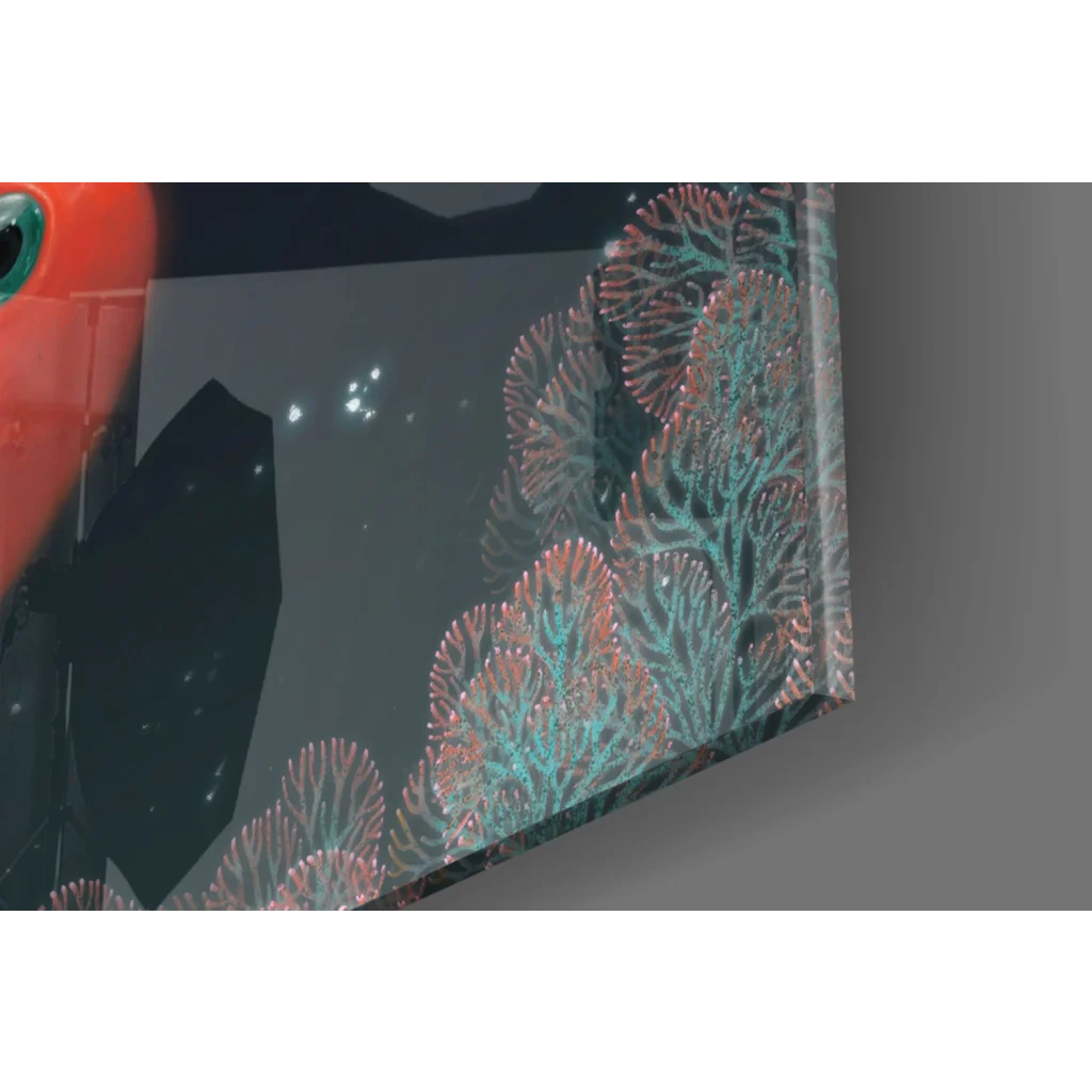 Vibrant coral reef wall art on Red Fish Starry Night canvas