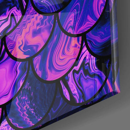 Stunning Mermaid Scale Glass Wall Art in Purple and Pink | Glass Wall Art Print | vintageantiquesgifts.com