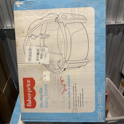 Fisher-Price FTY02 portable dome in blue and white foldable packaging