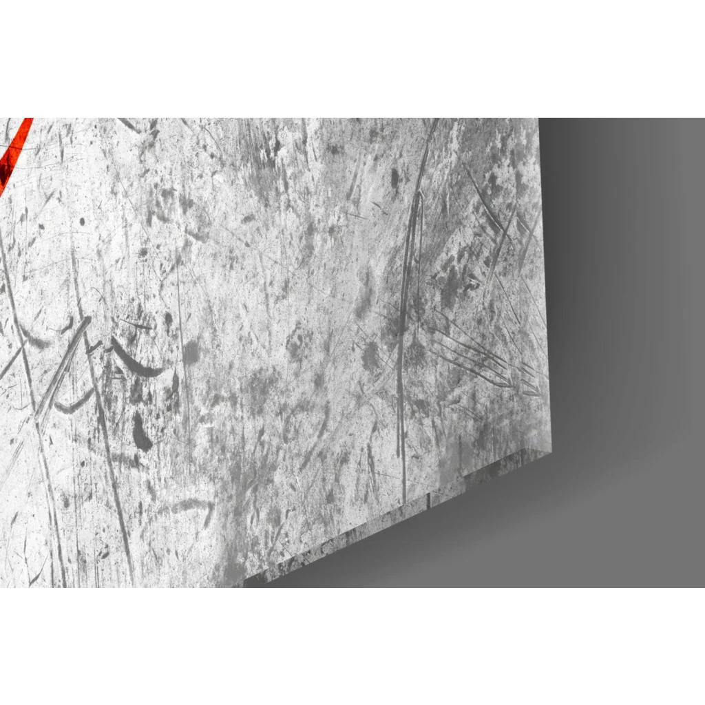 Distressed Algerian flag abstract black and white textured wall art canvas with red hint