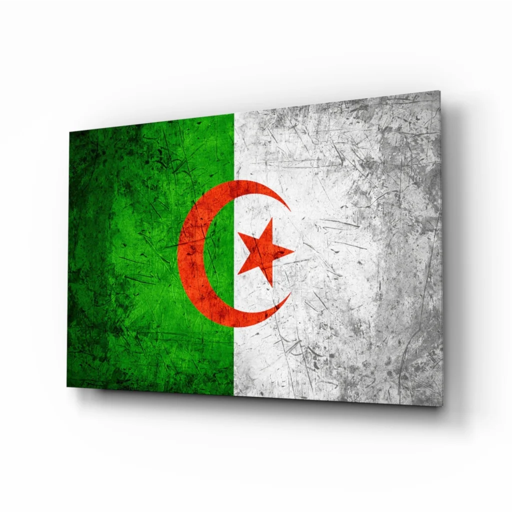Distressed Algerian flag canvas wall art print