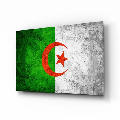 Distressed Algerian flag canvas wall art print