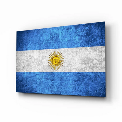 Distressed Argentine Flag Canvas Wall Art with Golden Sun | Insigneart USA | vintageantiquesgifts.com
