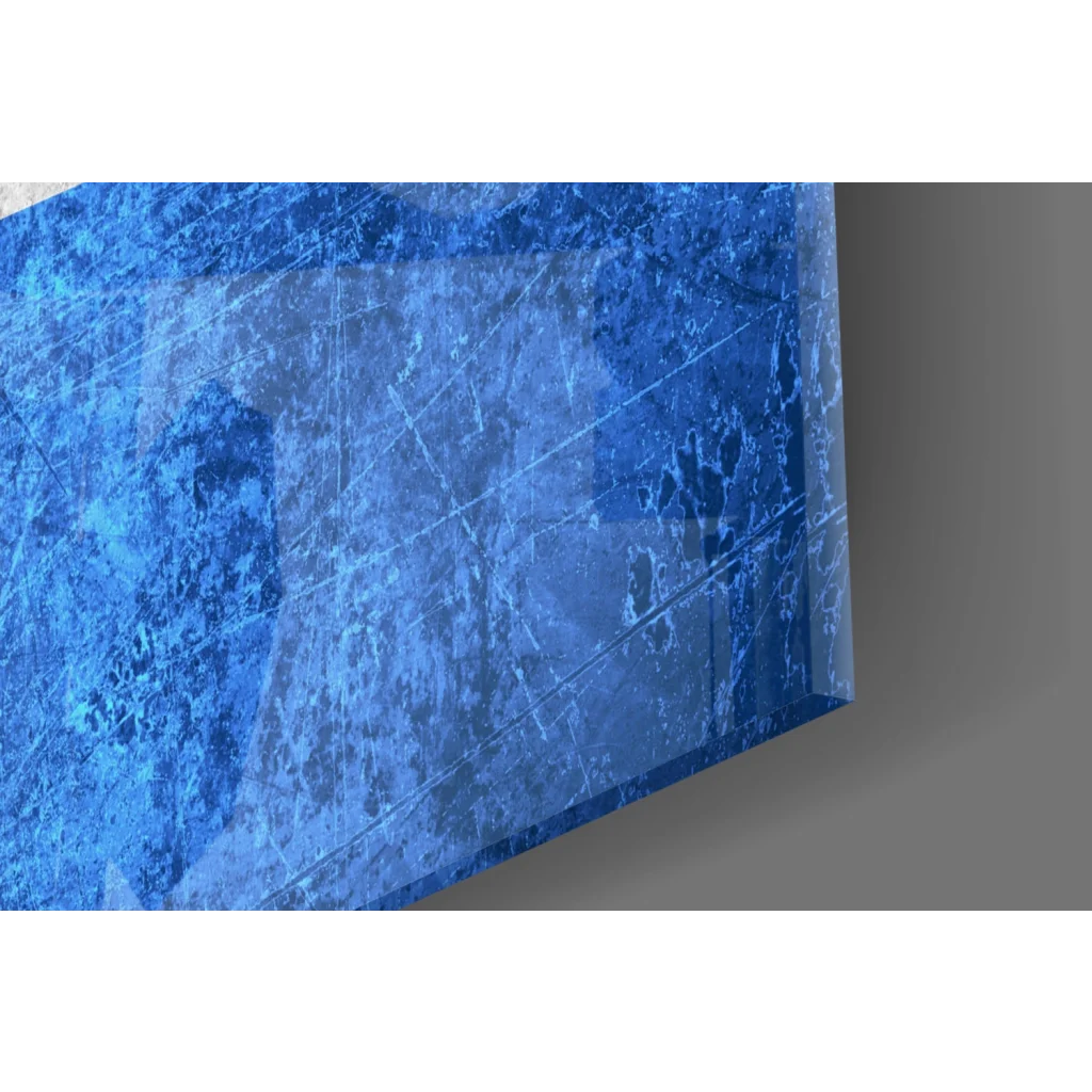 Distressed Argentine Flag glass wall art with blue marble acrylic block
