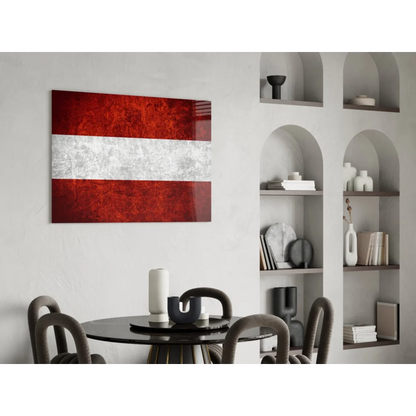 Distressed Austrian flag wall art print with red white metallic texture