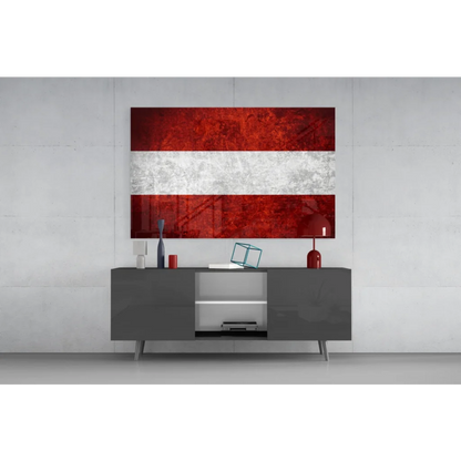Distressed Austrian flag canvas wall art with bold red white bands