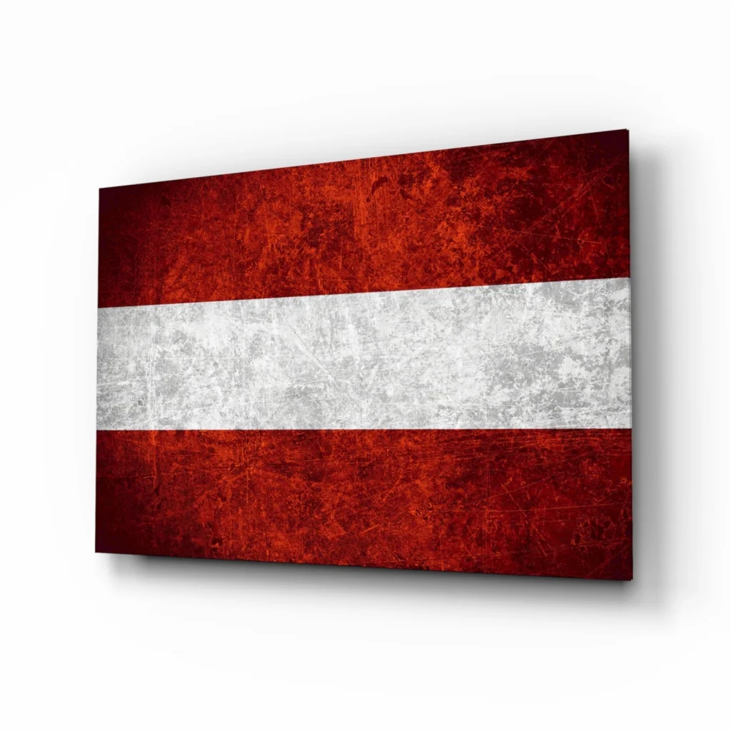 Distressed Austrian Flag canvas wall art print with vintage texture