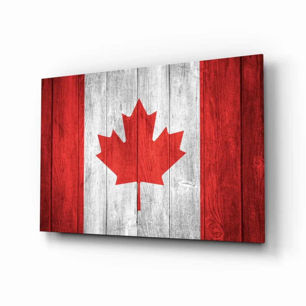 Rustic Canadian flag wall art on wooden panel canvas